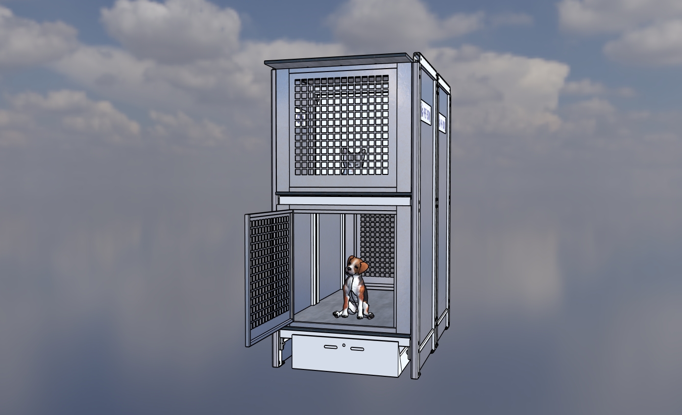 Pet-Stay two-level stackable shelter unit for dogs and cats
